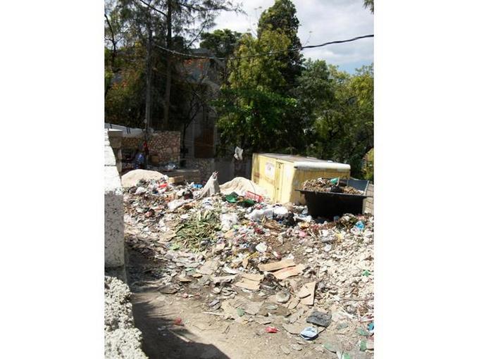 courtyard filled with rubble