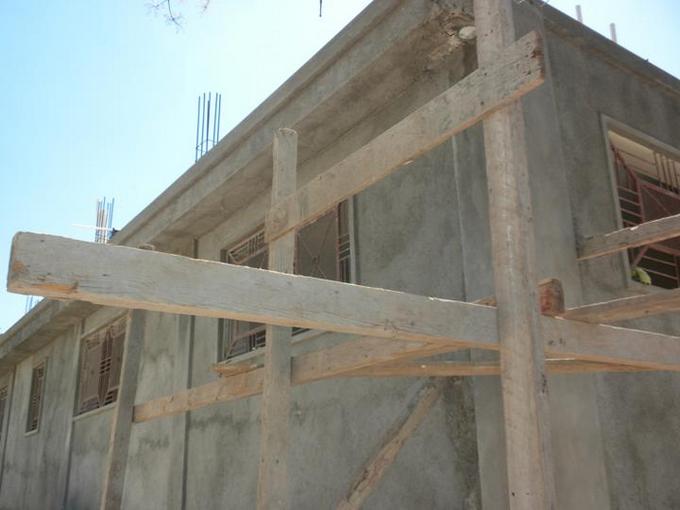 scaffolding on a repaired building