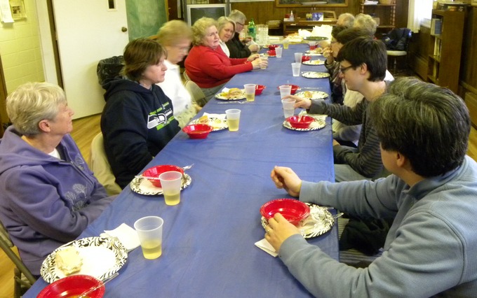 lively talk around the table